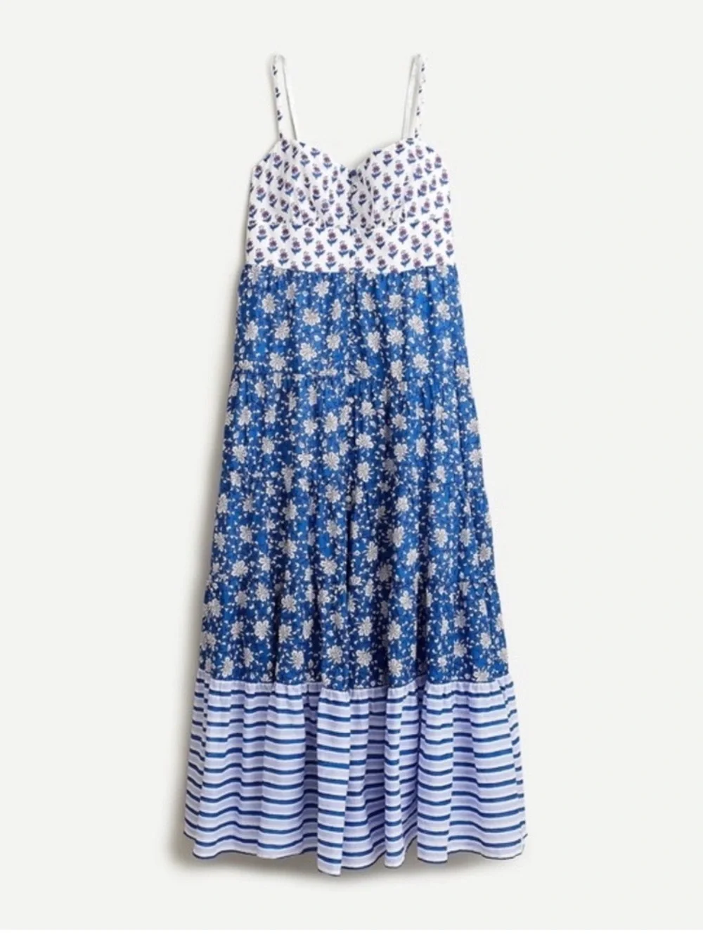 JCrew Button Front Maxi Dress in Mixed Block Print - Picture 1 of 10